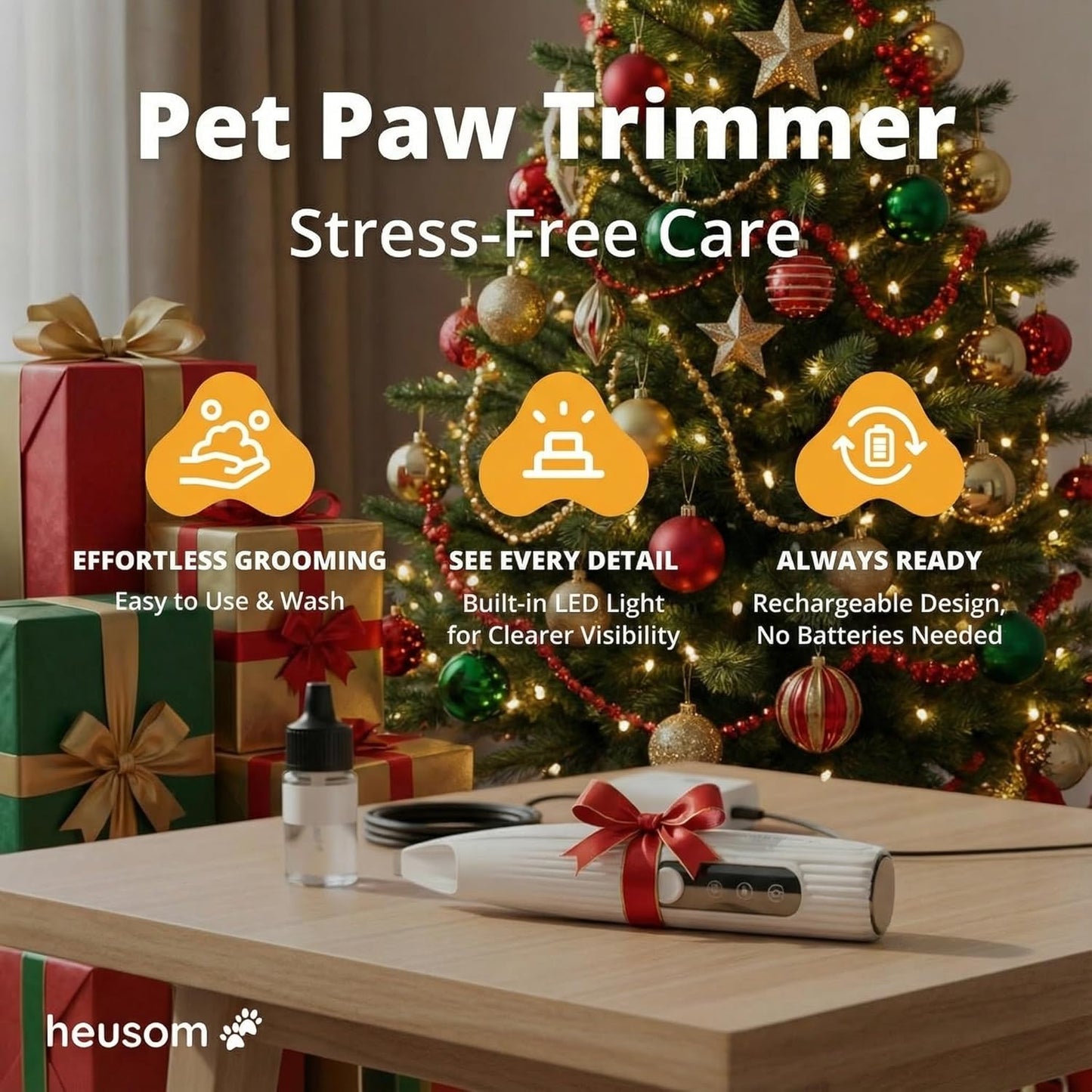 Silent Groom Pro Pet Paw Trimmer | Cordless Shaver for Dogs, Cats, Big & Small Animals with Light | Rechargeable Home and Salon Grooming Tool for Paws, Face, Ears, Butt