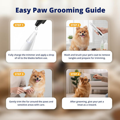 Silent Groom Pro Pet Paw Trimmer | Cordless Shaver for Dogs, Cats, Big & Small Animals with Light | Rechargeable Home and Salon Grooming Tool for Paws, Face, Ears, Butt
